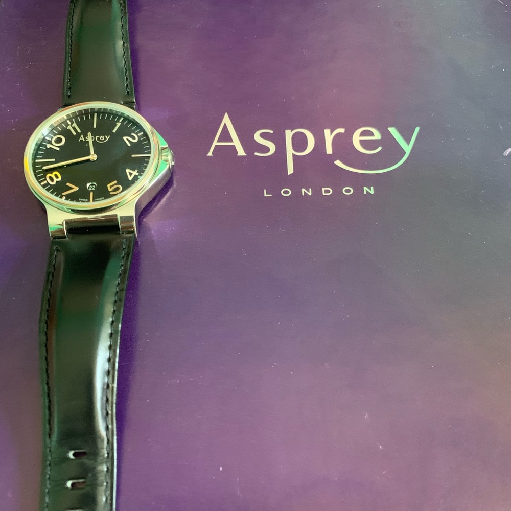 Asprey of London Men's Black Leather Watch